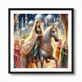 Muslim Women On Horseback26 Art Print