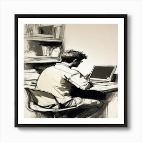 Man Working On A Laptop 1 Art Print