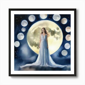 Woman In The Moonlight Art Print