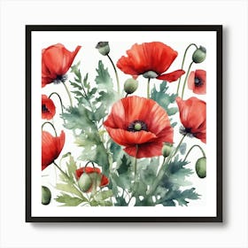 watercolour Poppies Art Print