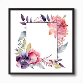 Watercolor Floral Frame Art Print