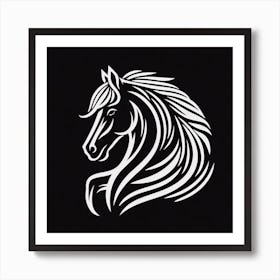 Horse Head On Black Background Art Print