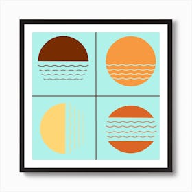 4 Sunset In The Sea - MidCentury Art Print