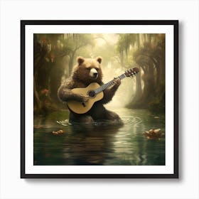 Bear Playing Guitar 2 Art Print