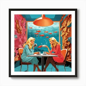 Two Women At A Table Art Print