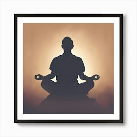 Silhouette Of A Man Meditating Poster