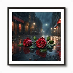 Roses In The Rain Art Print