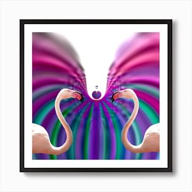 Love - flamingo - pink - photo montage Art Print