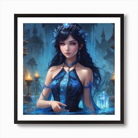 Chinese Girl In Blue Dress Art Print