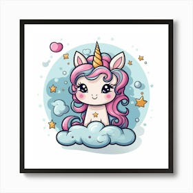 Unicorn With Rainbow Mane 45 Art Print