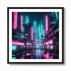 Urban Neon Metropolis Art Print