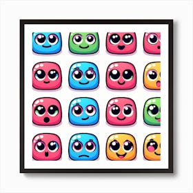 Cute Emoticons Set Art Print