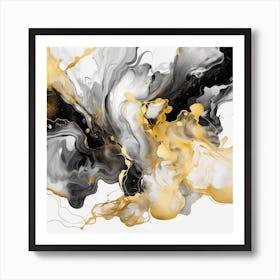 Abstract Gold And Black Painting Art Print