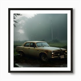 Old Car In The Fog 5 Art Print