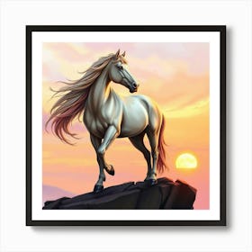 Horse At Sunset 11 Art Print