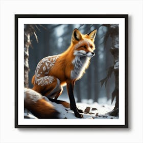 Fox In The Woods 35 Art Print