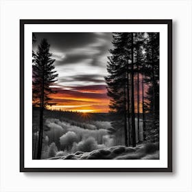 Sunset In The Forest 3 Art Print