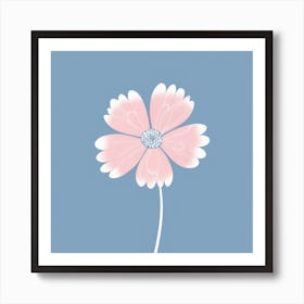 A White And Pink Flower In Minimalist Style Square Composition 8 Art Print