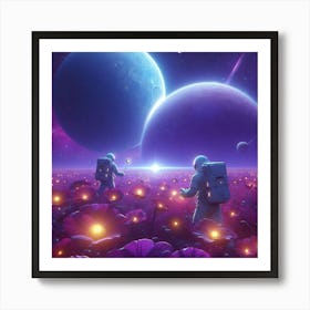 Spacemen Collecting Samples Art Print