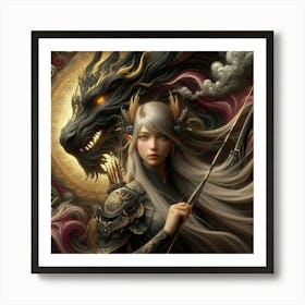 Girl With A Dragon Art Print