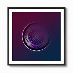 Geometric Neon Glyph on Jewel Tone Triangle Pattern 363 Art Print