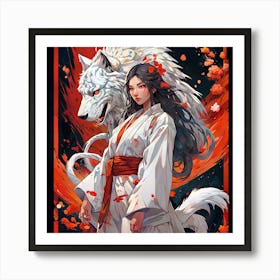 Samurai Wolf Art Print