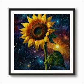 Sunflower In Space Art Print