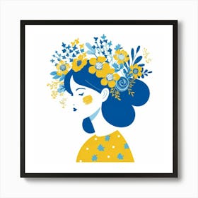 Girl With Flowers In Her Hair 2 Art Print