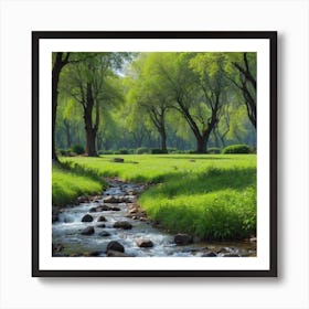 Stream In The Park Art Print