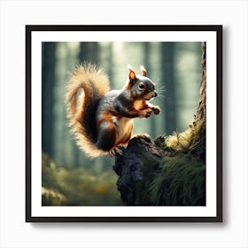 Squirrel In The Forest 200 Art Print