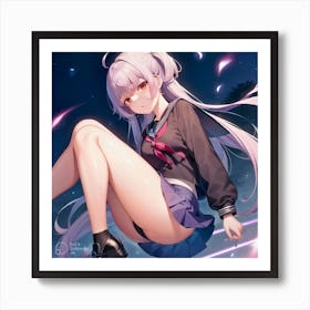 Anime Girl In School Uniform Art Print