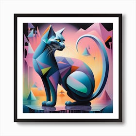 'Blue Cat' Art Print