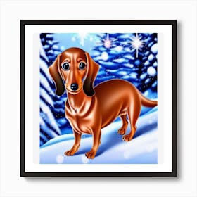 Dachshund winter Art Print