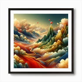 Clouds And Mountains Art Print