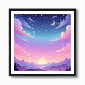 Sky With Twinkling Stars In Pastel Colors Square Composition 125 Art Print