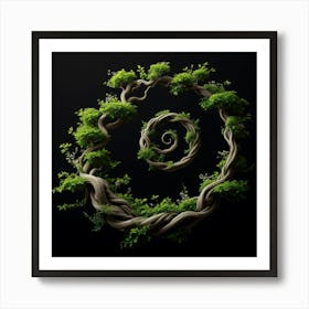 Spiraling Tree of Life with Roots and Branches in a Circle, Demonstrating the Interconnectedness of All Living Things and the Circle of Life Art Print