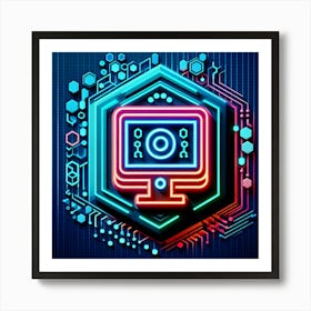 Neon Computer Icon 4 Art Print