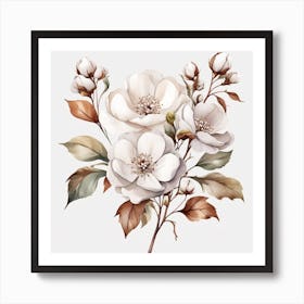 Cotton Flower branch Art Print