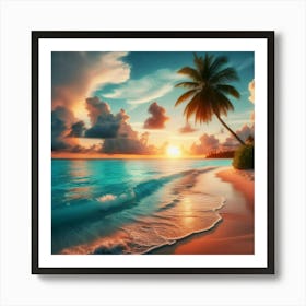 The Lonely Palm Tree Beach Art Print