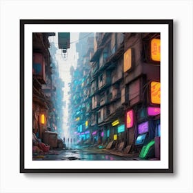 Ultra Dense Slum With Tangled Waste And Wires Art Print