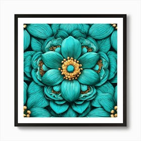 Turquoise Flowers 1 Art Print