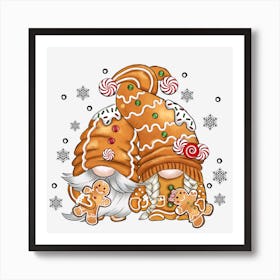 Gingerbread Gnomes Art Print