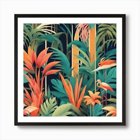 Tropical Jungle Seamless Pattern Affiche