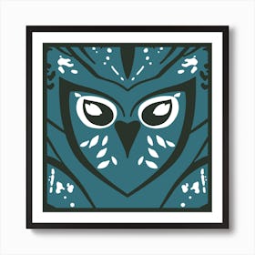 Chic Owl Black And Teal Art Print