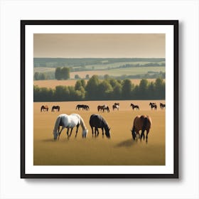 Horses Grazing In A Field 9 Art Print