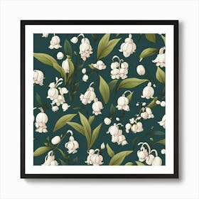 Flowers of Lilies of the valley, Vector art Art Print