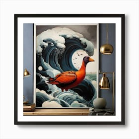 Duck On A Wave Art Print