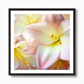 Beautiful pale pink, light yellow chameleon lilies 3 Art Print