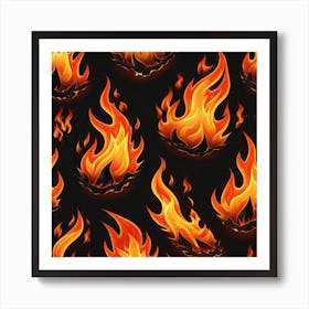 Flames On Black Background 32 Art Print