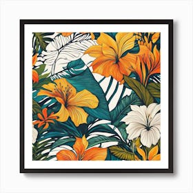 Tropical Floral Pattern Art Print